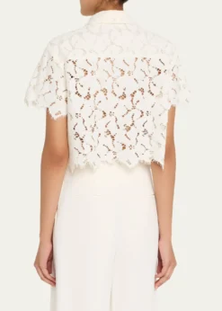 SIMKHAIMarjorie Short-Sleeve Lace Camp Shirt