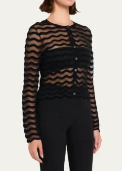 SIMKHAIMaxime Sheer Wavy Knit Cardigan