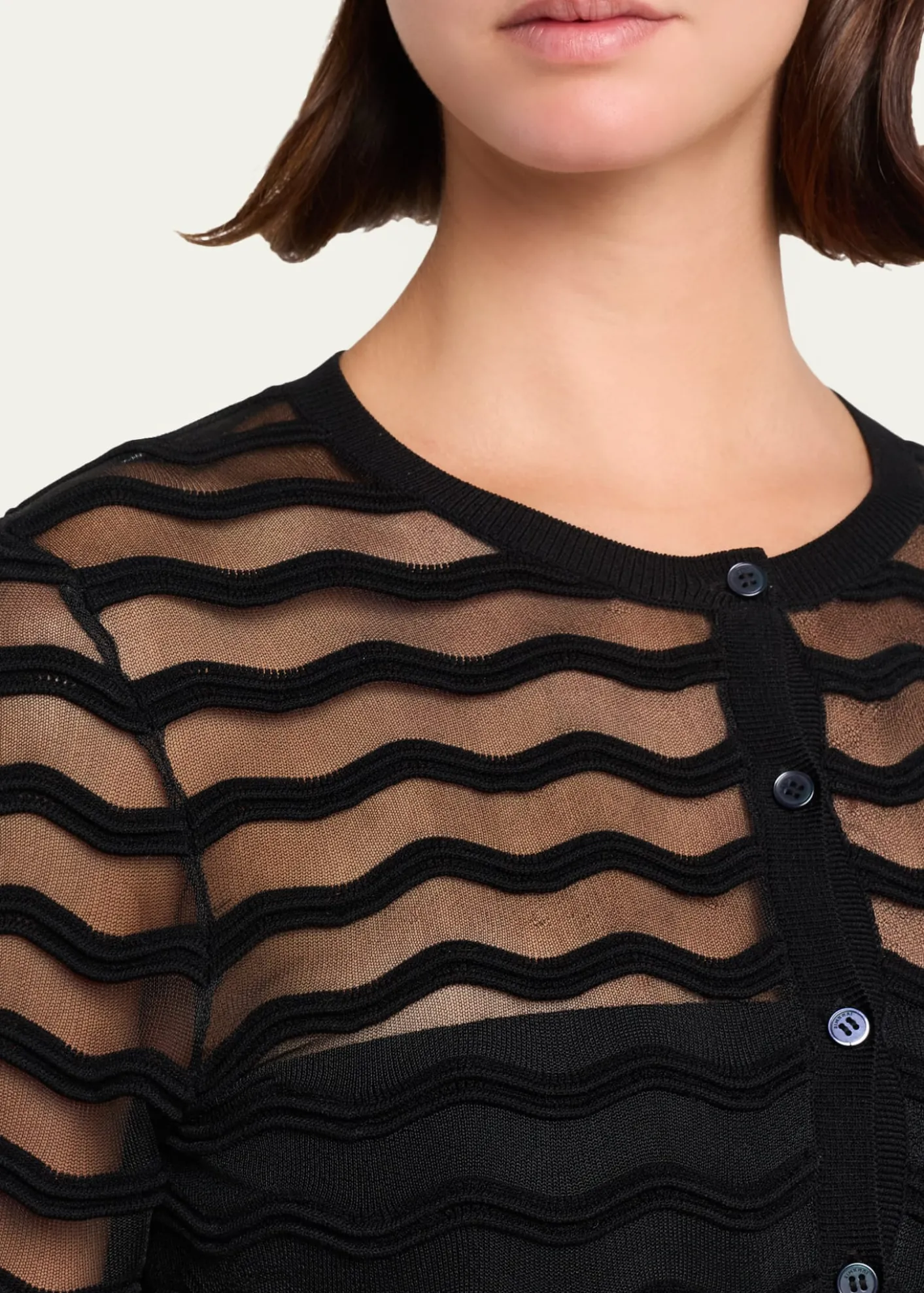 SIMKHAIMaxime Sheer Wavy Knit Cardigan