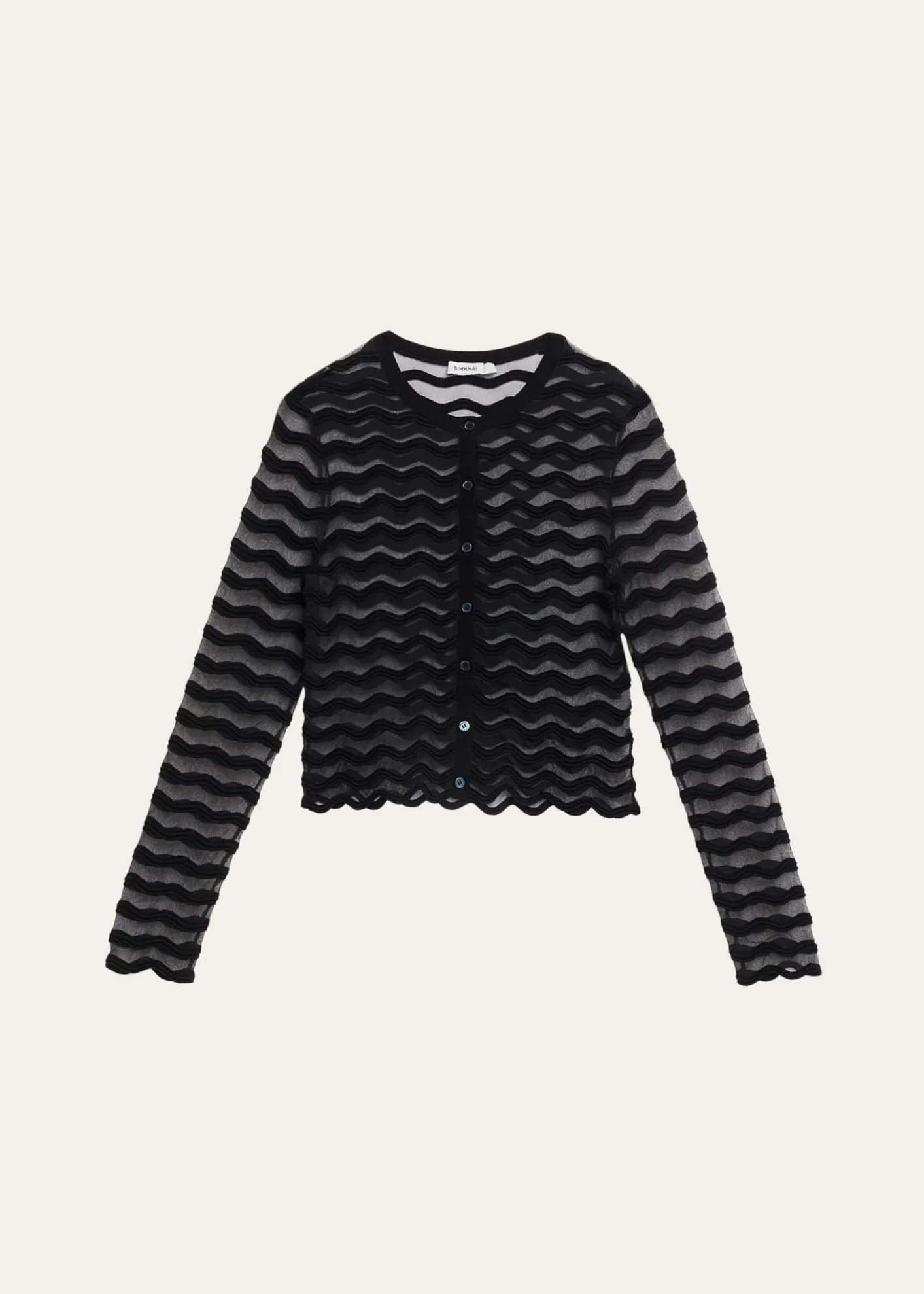 SIMKHAIMaxime Sheer Wavy Knit Cardigan