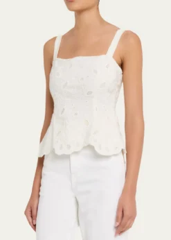 SIMKHAIMcKenna Embroidered Peplum-Hem Top