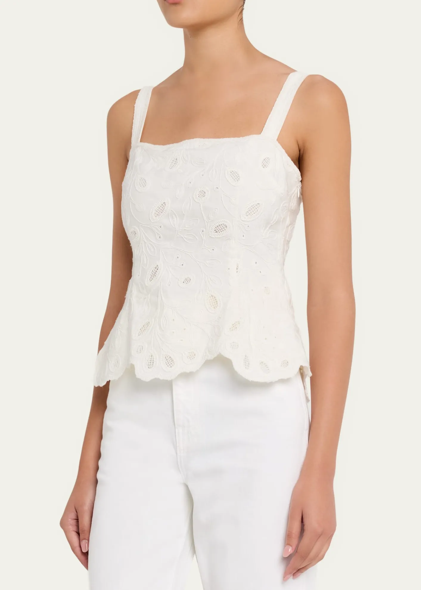 SIMKHAIMcKenna Embroidered Peplum-Hem Top
