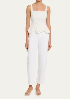 SIMKHAIMcKenna Embroidered Peplum-Hem Top