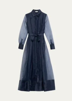 SIMKHAIMontgomery Pleated Organza Maxi Shirtdress