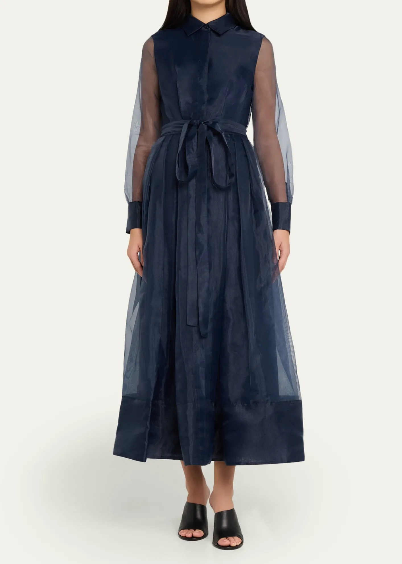 SIMKHAIMontgomery Pleated Organza Maxi Shirtdress
