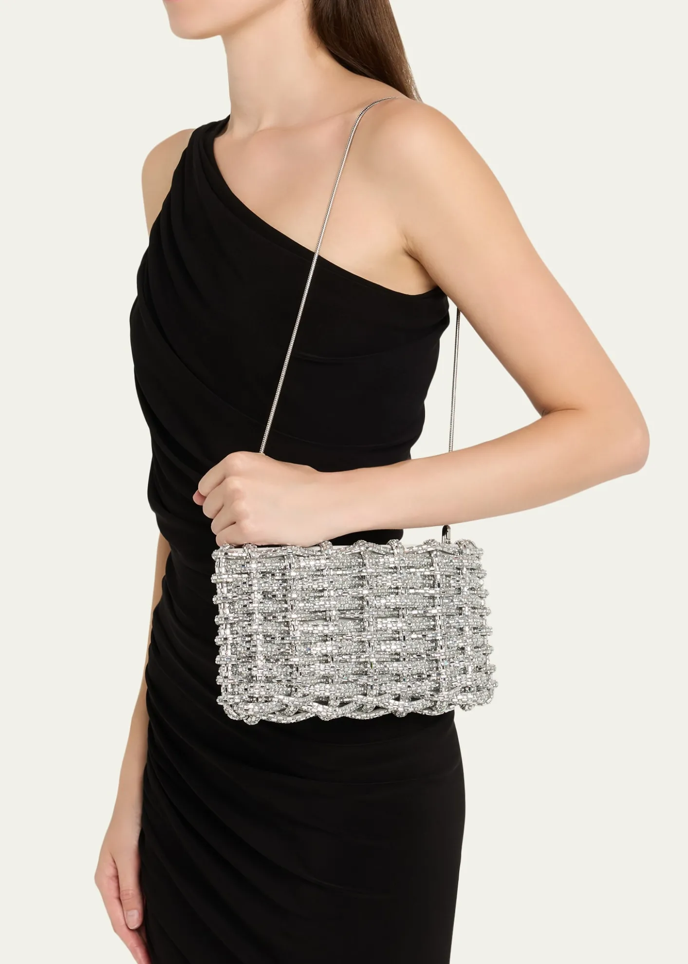 SIMKHAIMorgan Woven Rhinestone Clutch Bag