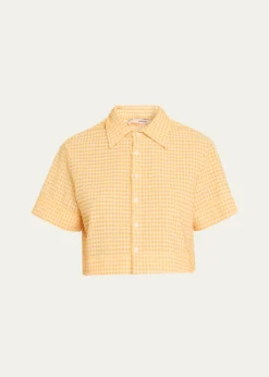 SIMKHAIReeves Textured Gingham Camp Shirt