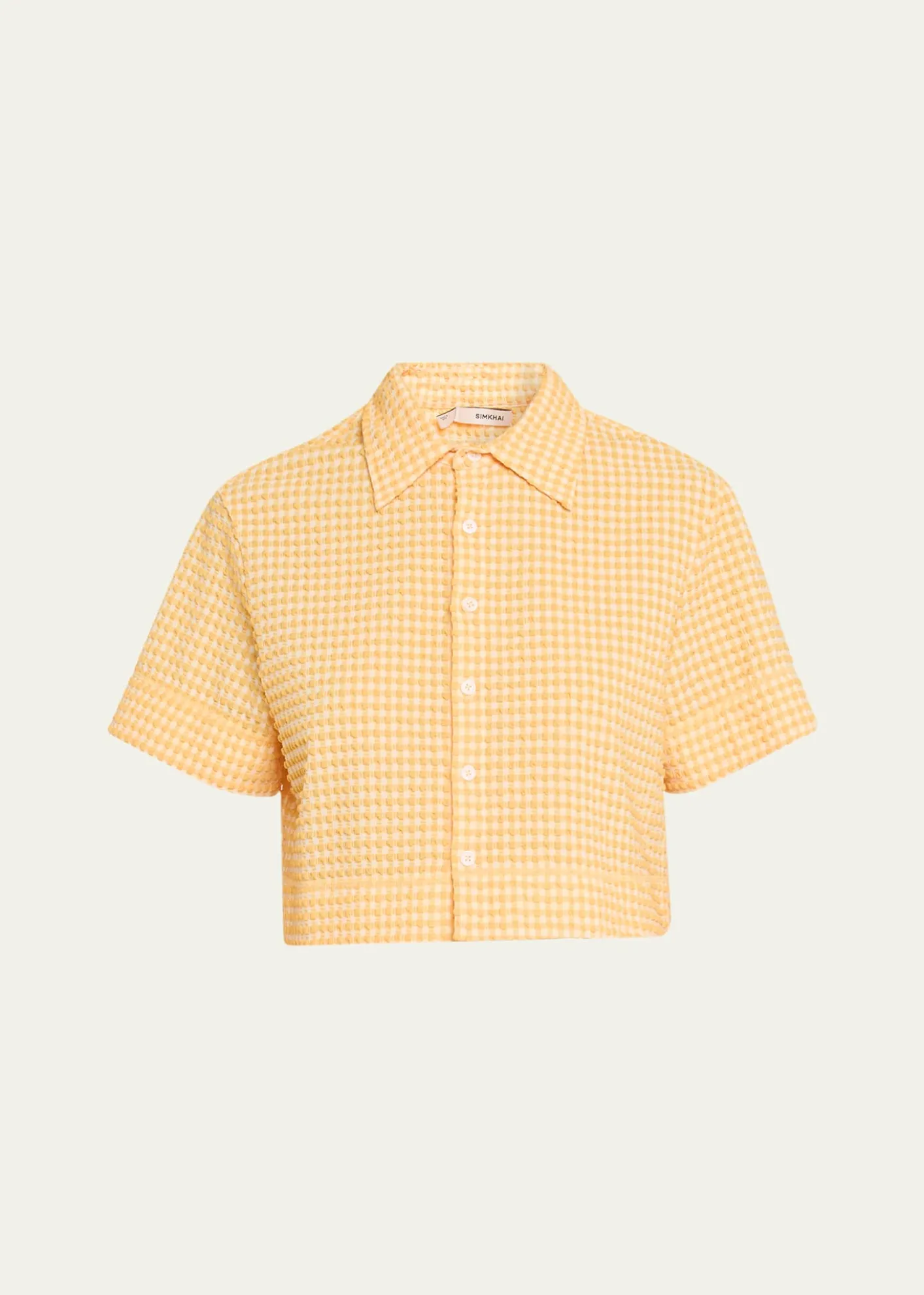 SIMKHAIReeves Textured Gingham Camp Shirt