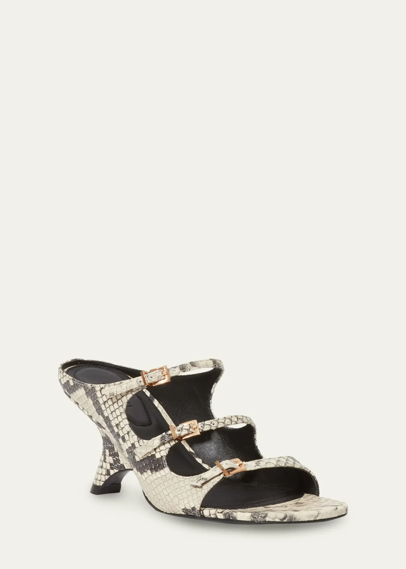 SIMKHAIRiver Snake-Printed Leather Buckle Mules