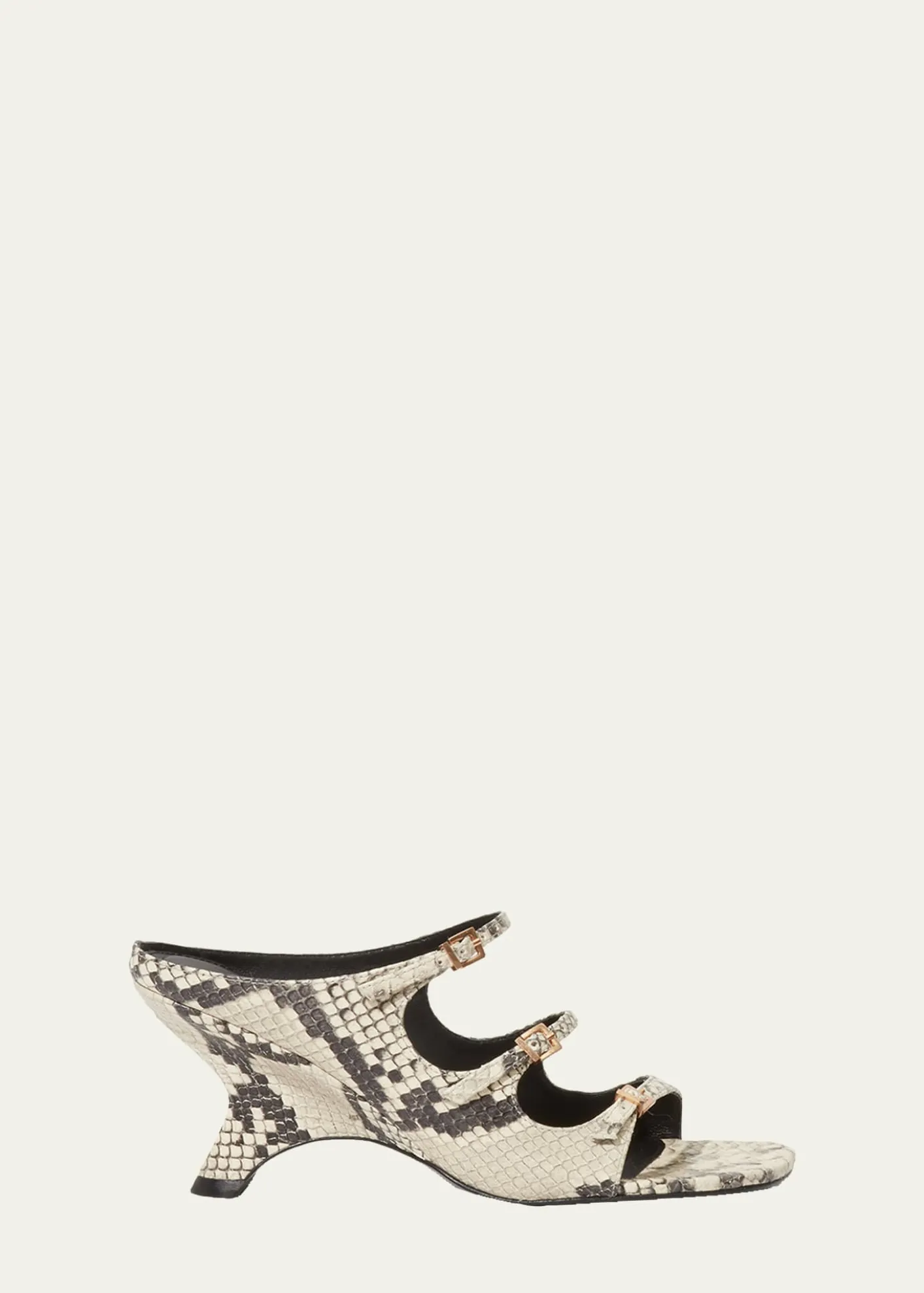 SIMKHAIRiver Snake-Printed Leather Buckle Mules