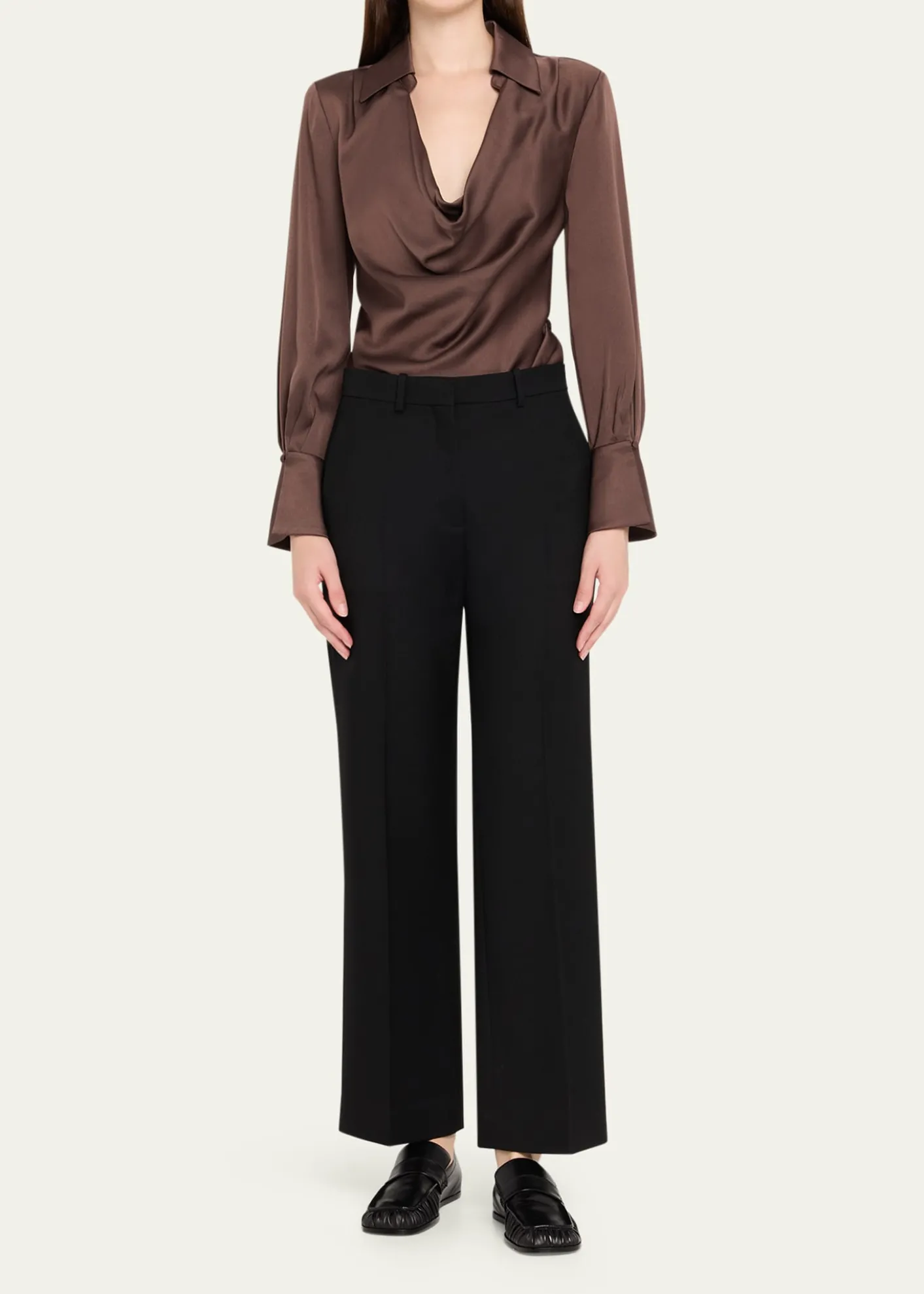 SIMKHAISymone Long-Sleeve Cowl-Neck Top