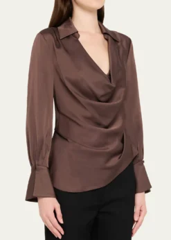 SIMKHAISymone Long-Sleeve Cowl-Neck Top