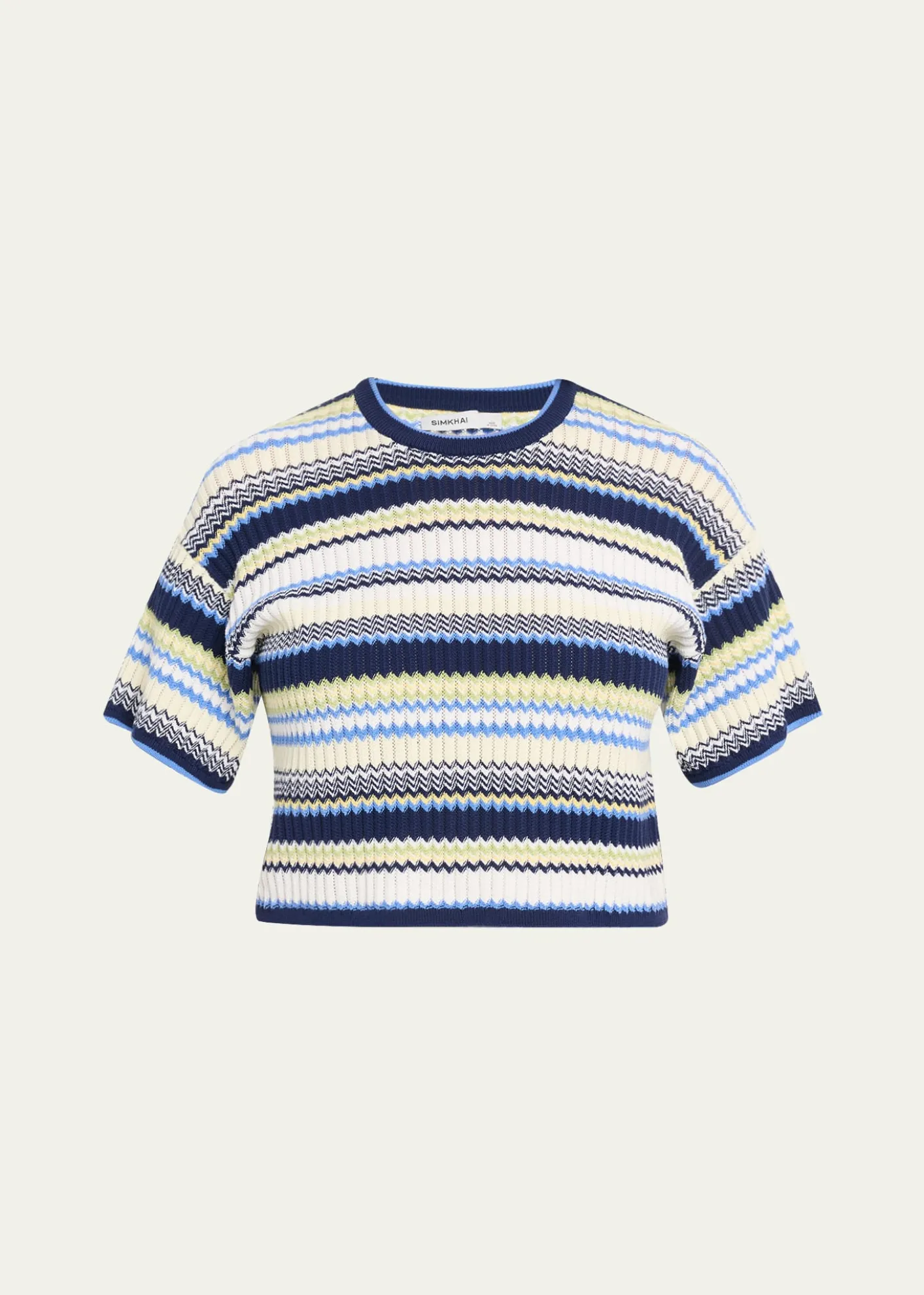 SIMKHAITenley Short-Sleeve Knit Crop Top