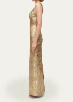 SIMKHAIViella Sleeveless Metallic Jacquard Column Gown