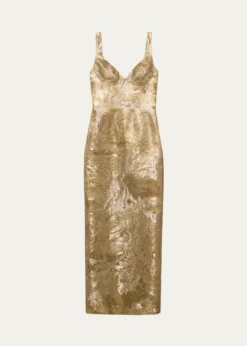 SIMKHAIViella Sleeveless Metallic Jacquard Column Gown