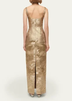 SIMKHAIViella Sleeveless Metallic Jacquard Column Gown