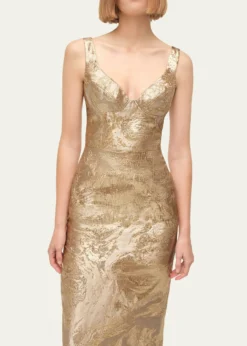 SIMKHAIViella Sleeveless Metallic Jacquard Column Gown