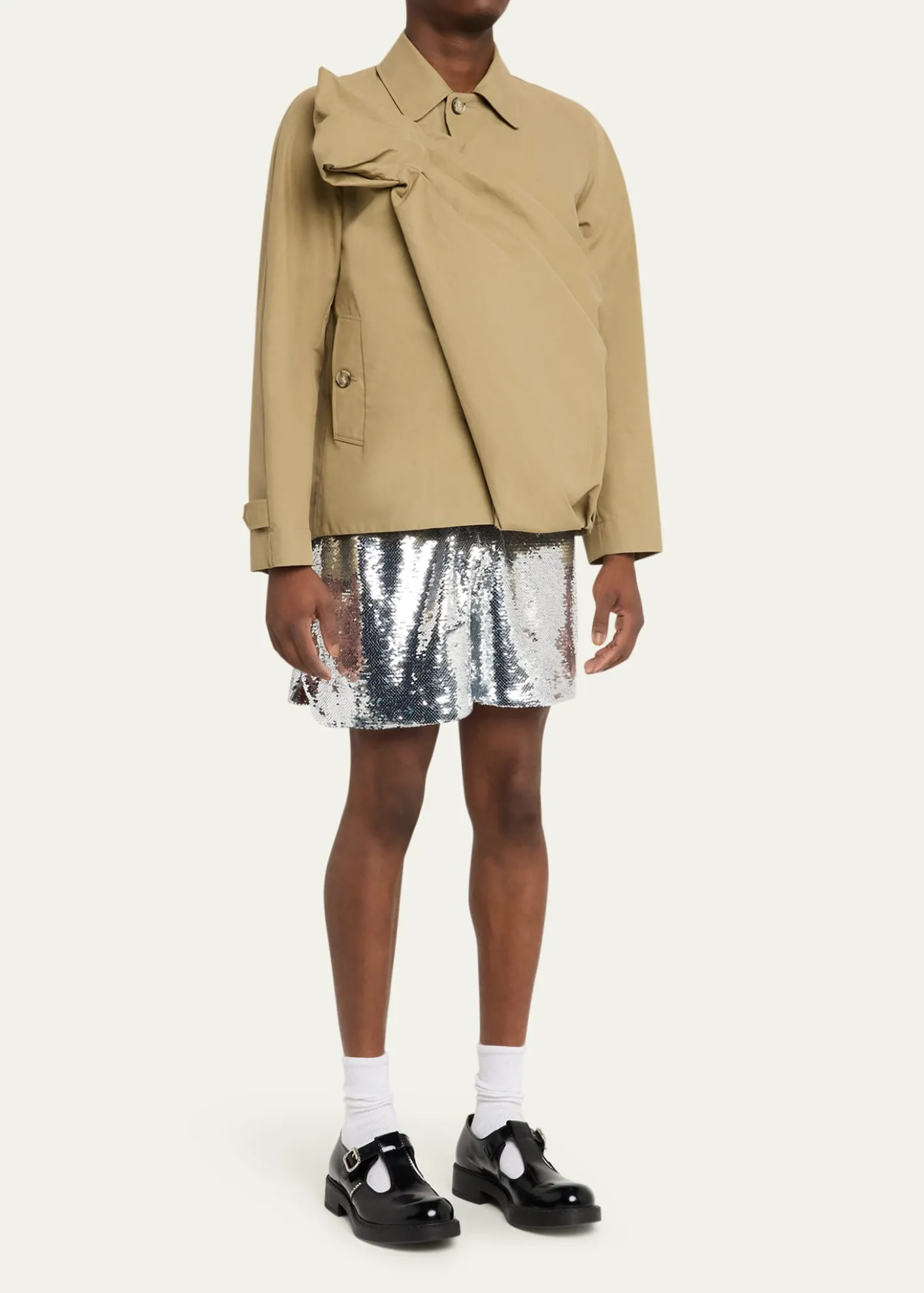 Simone RochaMen's Pleated Bow Shirt Jacket