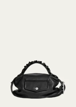 Simone RochaBiker Mini Ruffle-Trim Leather Top-Handle Bag