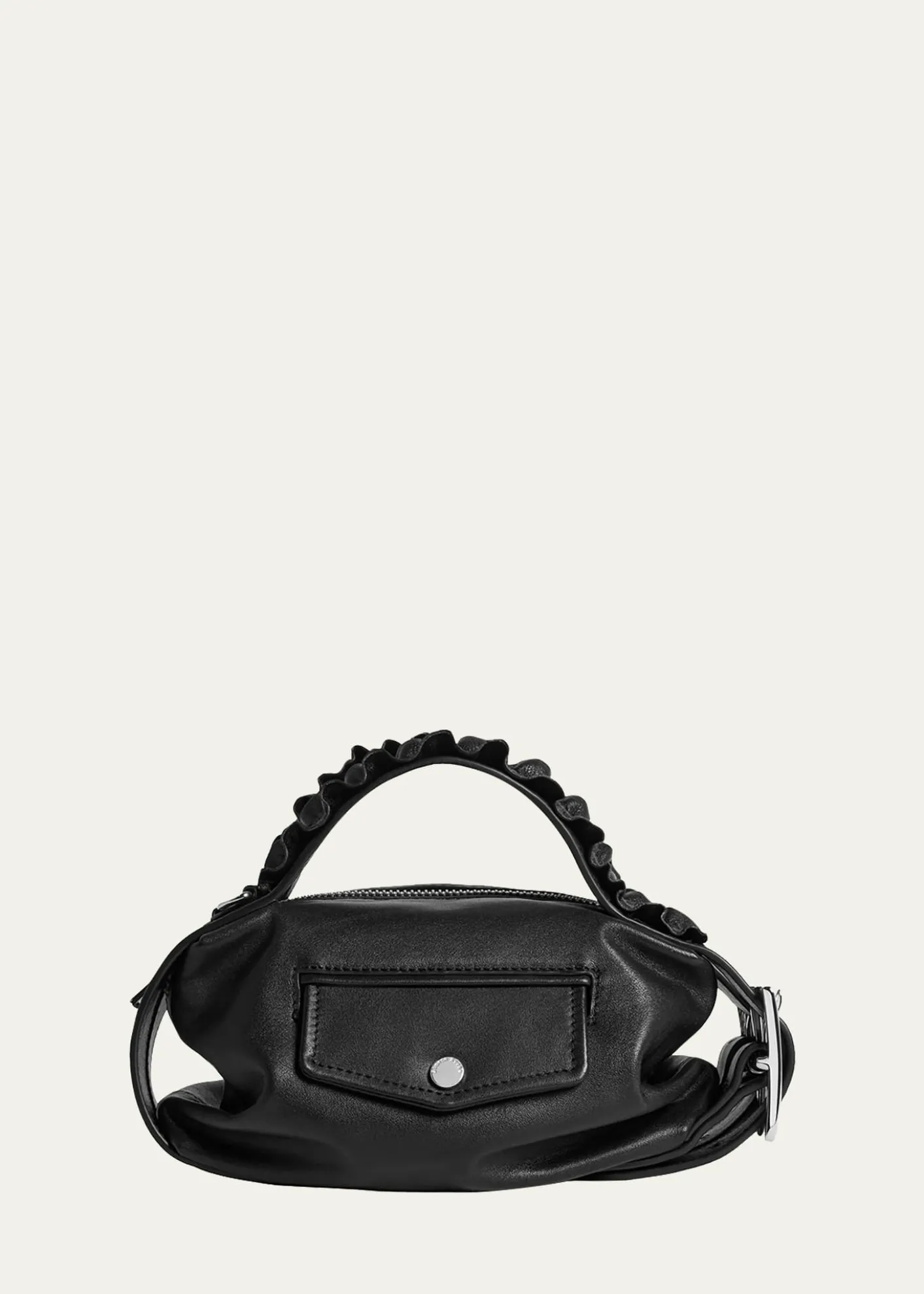 Simone RochaBiker Mini Ruffle-Trim Leather Top-Handle Bag