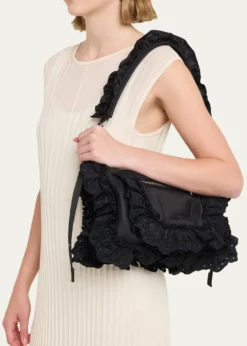Simone RochaPillow Embroidered Ruffle-Trim Shoulder Bag