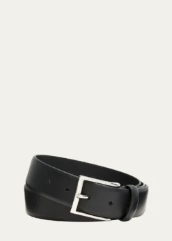Simonnot GodardMen's Galuchat Grained Leather Belt, 35mm