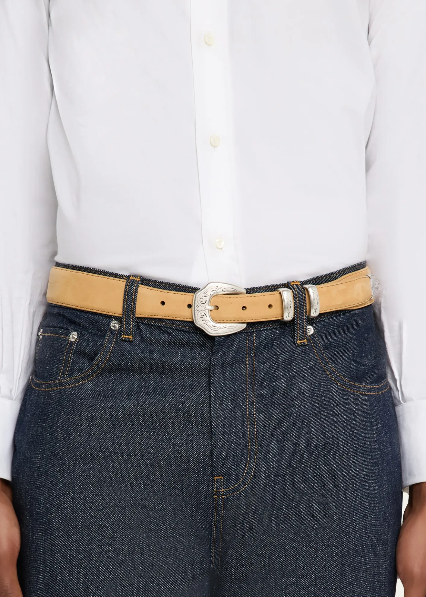 Simonnot GodardMen's Western Nubuck Suede Belt