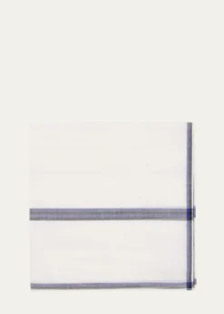 Simonnot GodardMen's Cotton Stripe-Check Pocket Handkerchief
