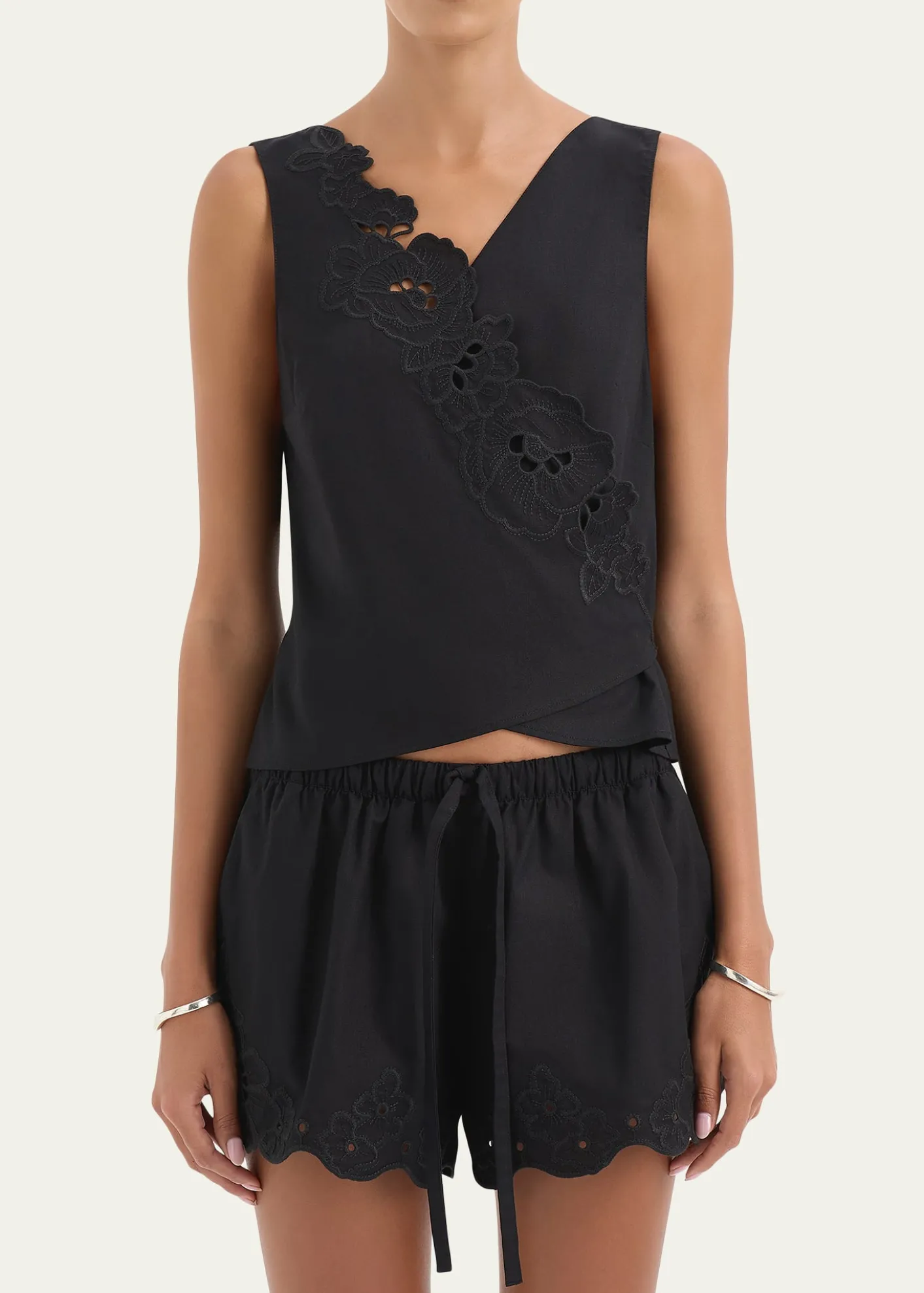 SIRKlara Embroidered Wrap Top