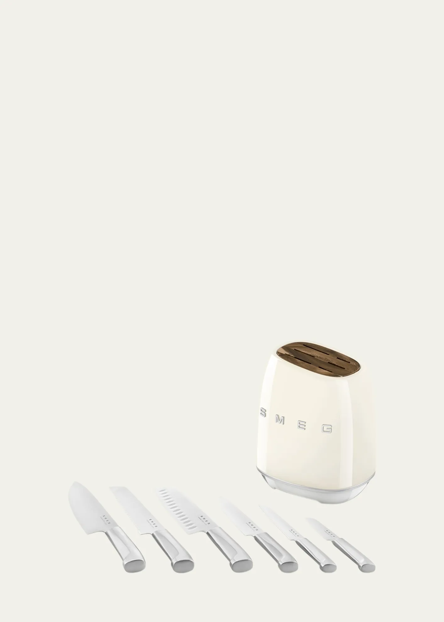Smeg7-Piece Knife Block Set, Pastel Blue