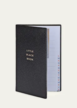 Smythson"Little Black Book" Wafer Fashion Address Book in Panama Leather