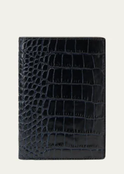 SmythsonMara Croc-Embossed Leather Passport Holder