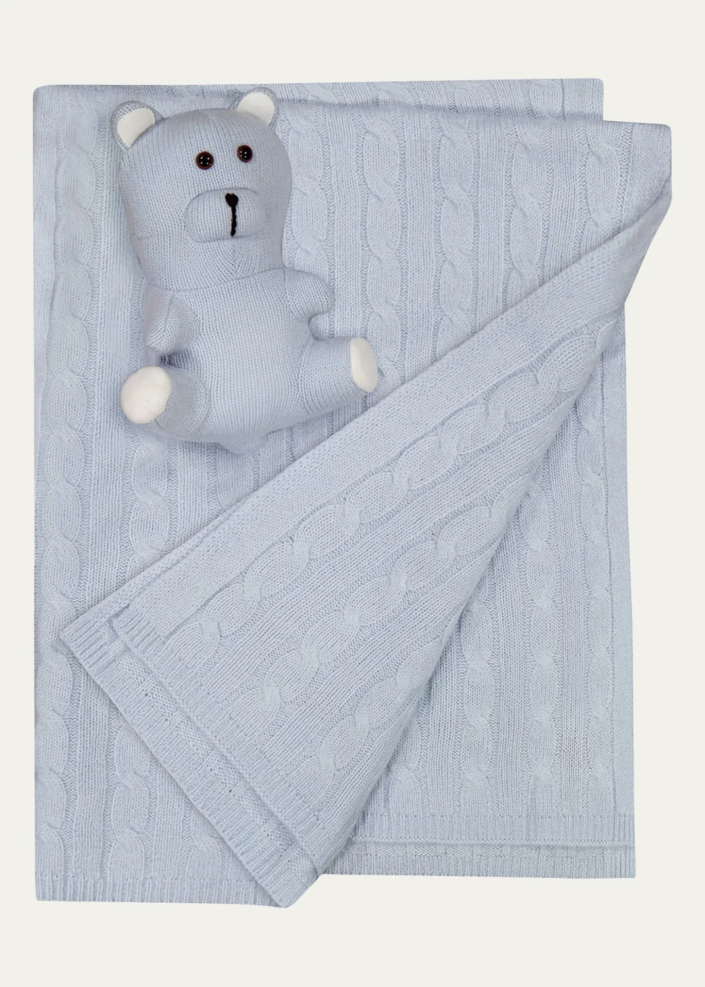 Sofia CashmerePure Cashmere Cable Baby Blanket and Teddy Bear Set
