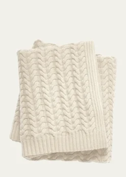 Sofia CashmereBraided Cable-Knit Throw Blanket