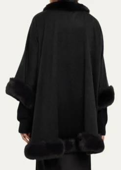 Sofia CashmereCashmere Cape With Faux Fur Trim