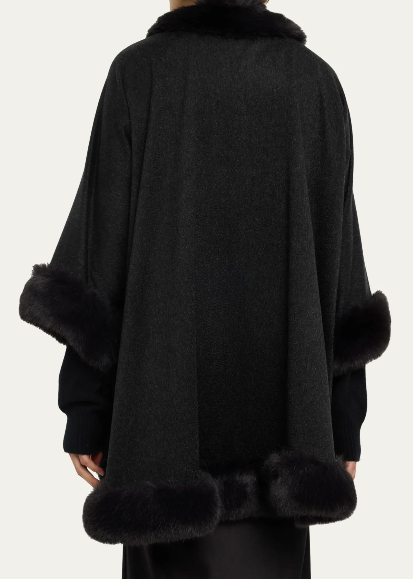 Sofia CashmereCashmere Cape With Faux Fur Trim