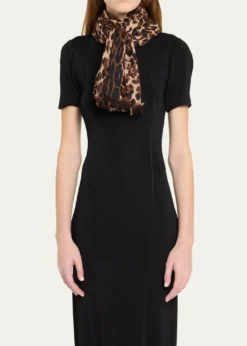 Sofia CashmereLightweight Cashmere Leopard-Print Scarf