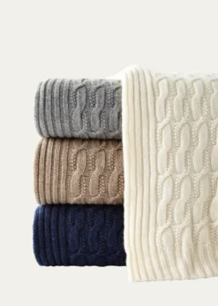 Sofia CashmereSeed-Stitch Cable Throw