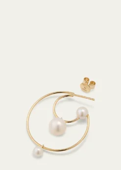 Sophie Bille BraheBain Perle Double Hoop Earring with Freshwater Pearls and 14K Yellow Gold, Single