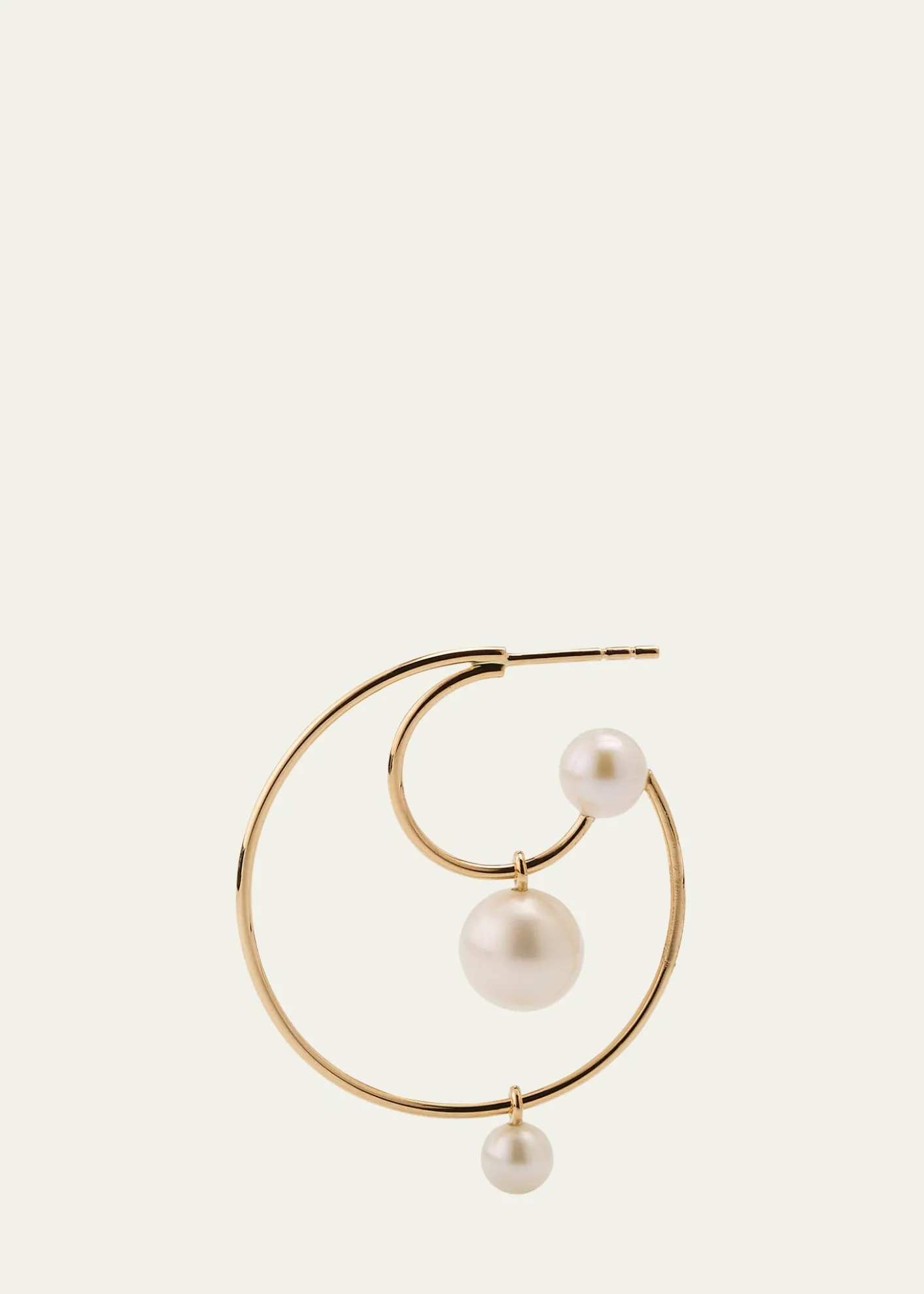 Sophie Bille BraheBain Perle Double Hoop Earring with Freshwater Pearls and 14K Yellow Gold, Single