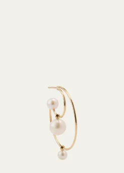 Sophie Bille BraheBain Perle Double Hoop Earring with Freshwater Pearls and 14K Yellow Gold, Single