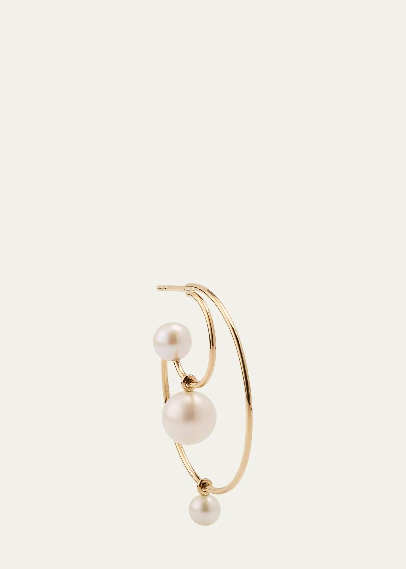 Sophie Bille BraheBain Perle Double Hoop Earring with Freshwater Pearls and 14K Yellow Gold, Single