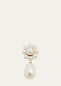 Sophie Bille BraheChambre de Fleur Freshwater Pearl Flower and Drop Earring in 14K Yellow Gold, Single