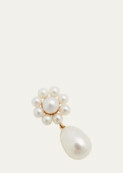 Sophie Bille BraheChambre de Fleur Freshwater Pearl Flower and Drop Earring in 14K Yellow Gold, Single
