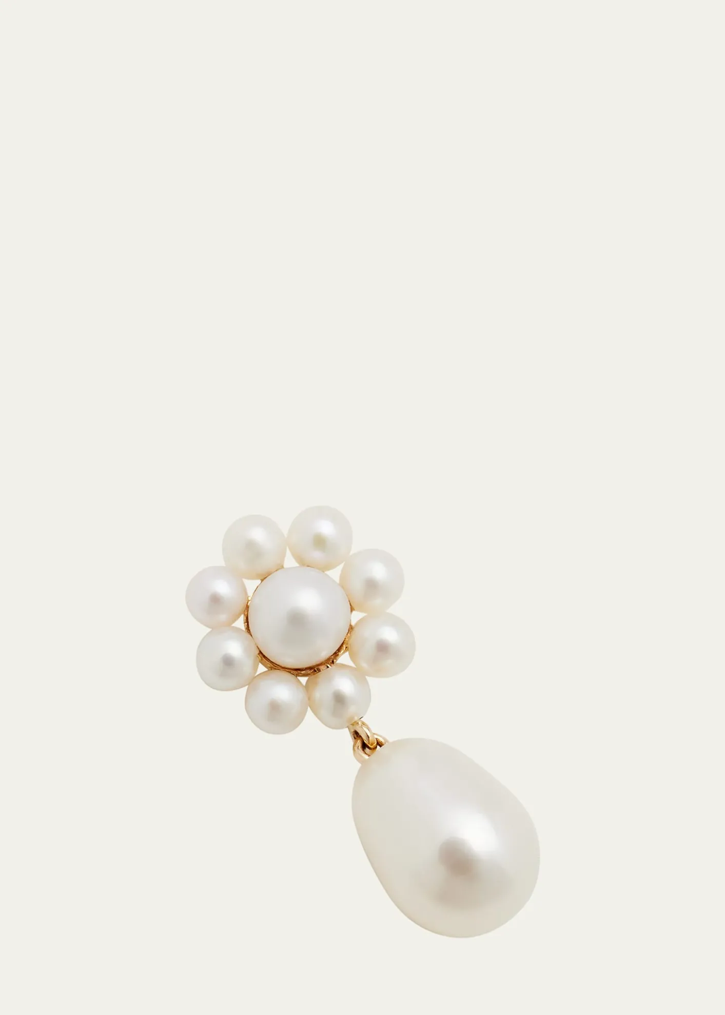 Sophie Bille BraheChambre de Fleur Freshwater Pearl Flower and Drop Earring in 14K Yellow Gold, Single