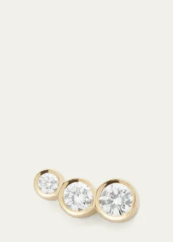 Sophie Bille BraheCroissant 18K Yellow Gold 3-Diamond Earring, Single, Right