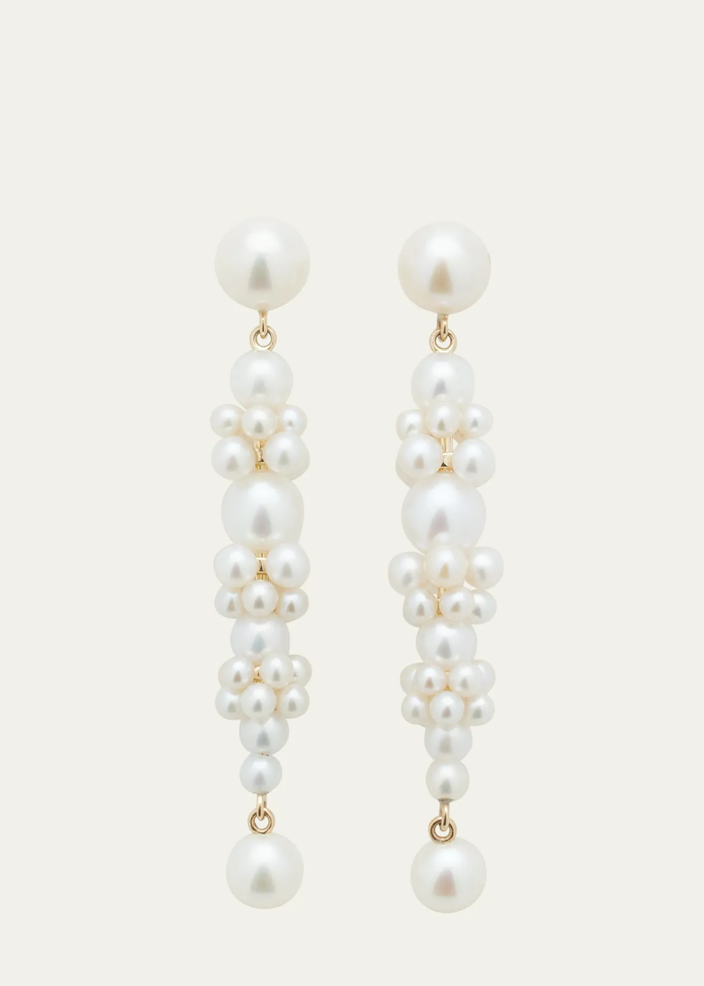 Sophie Bille BraheGrand Escalier de la Reine Pearl Cluster Drop Earrings in 14K Yellow Gold