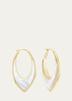 Sorellina18K Yellow Gold Stardust Inlay Hoop Earrings with Mother-of-Pearl