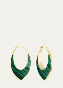 Sorellina18K Yellow Gold Stardust Inlay Hoop Earrings with Malachite