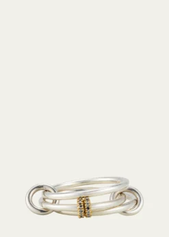 Spinelli KilcollinAcacia SG Gris Three Link Ring in Sterling Silver and 18K Gold with Grey Diamonds